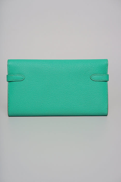Hermes Kelly Wallet in Menthe Chevre Phw (Brand New)