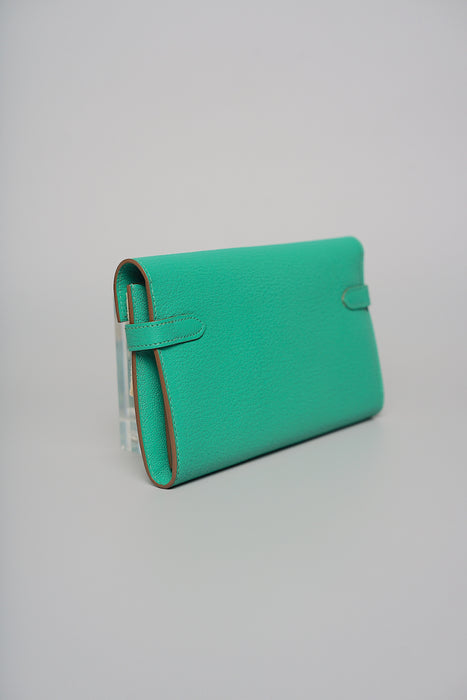 Hermes Kelly Wallet in Menthe Chevre Phw (Brand New)
