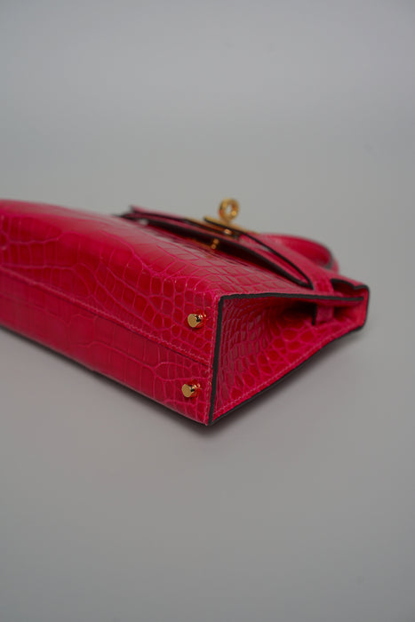 Hermes kelly 20 framboise shiny alligator ghw