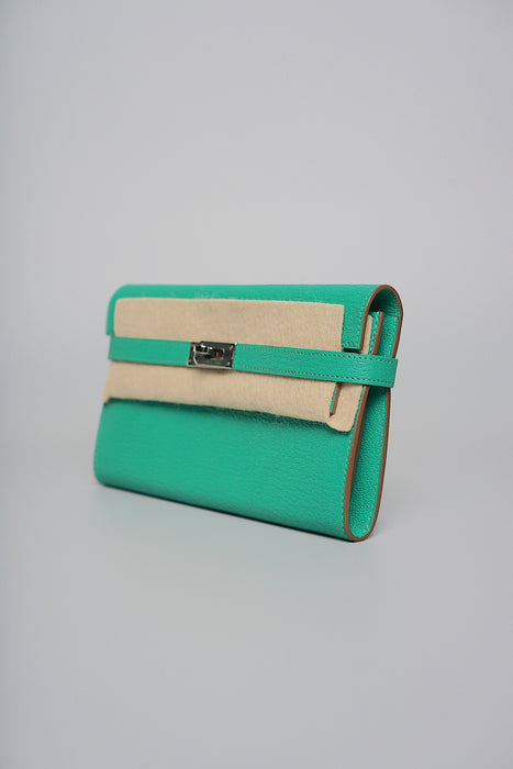 Hermes Kelly Wallet in Menthe Chevre Phw (Brand New)