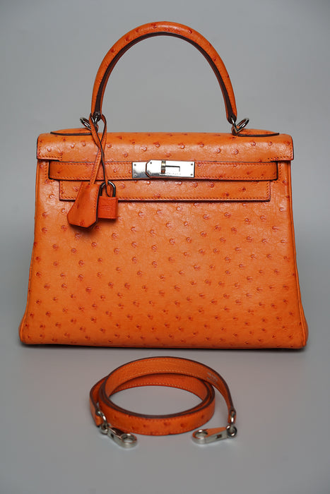 Hermes kelly 28 Orange Ostrich Phw