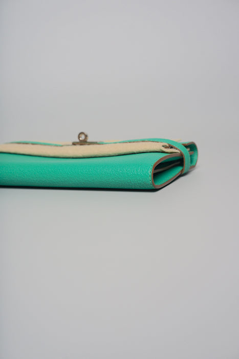 Hermes Kelly Wallet in Menthe Chevre Phw (Brand New)