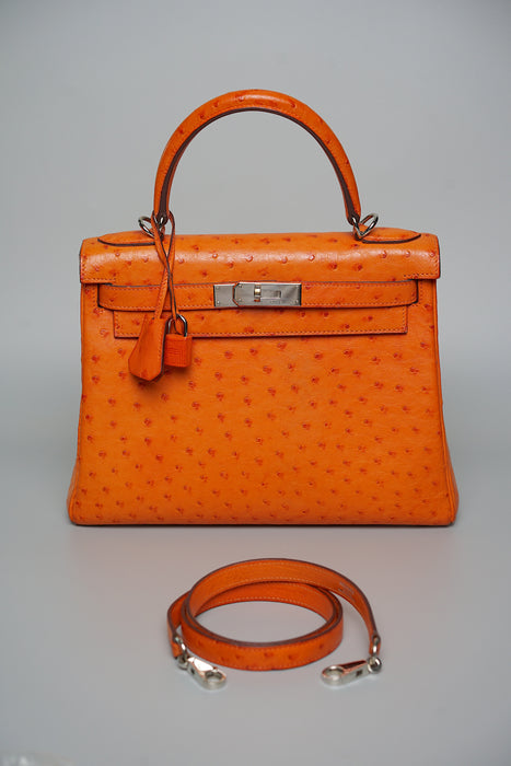 Hermes kelly 28 Orange Ostrich Phw