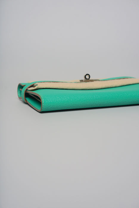 Hermes Kelly Wallet in Menthe Chevre Phw (Brand New)