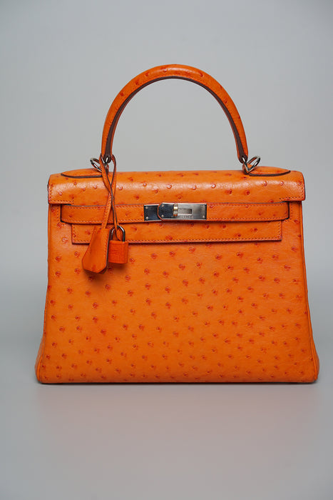 Hermes kelly 28 Orange Ostrich Phw