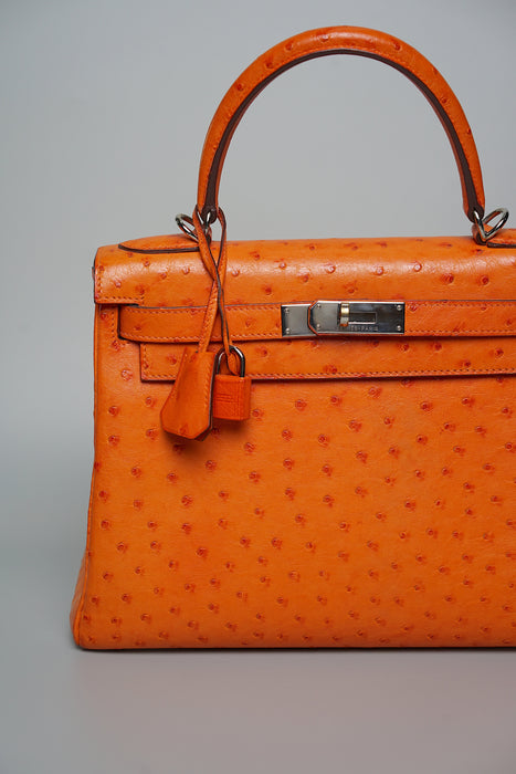 Hermes kelly 28 Orange Ostrich Phw