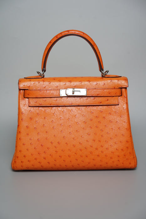 Hermes kelly 28 Orange Ostrich Phw