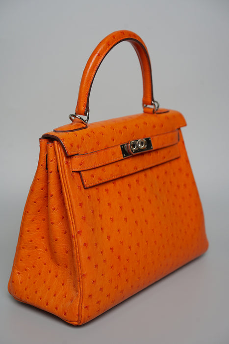 Hermes kelly 28 Orange Ostrich Phw