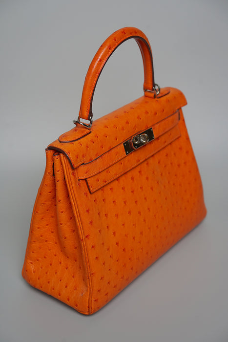 Hermes kelly 28 Orange Ostrich Phw