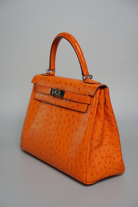 Hermes kelly 28 Orange Ostrich Phw