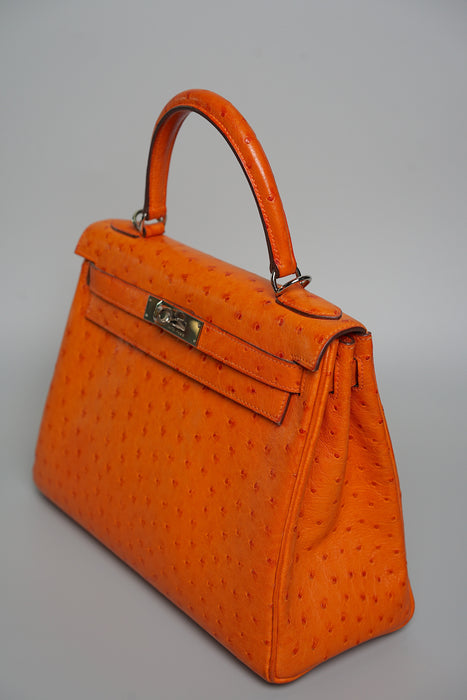 Hermes kelly 28 Orange Ostrich Phw