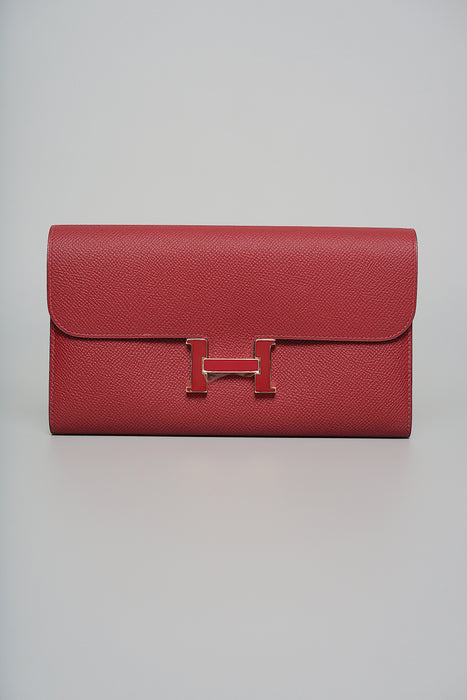 Hermes Constance Wallet in Rouge Grenate Enamel Buckle Ghw (Brand New)