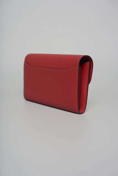 Hermes Constance Wallet in Rouge Grenate Enamel Buckle Ghw (Brand New)