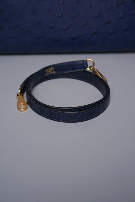 Hermes Kelly 28 in Blue Iris Ostrich Ghw (Brand New)