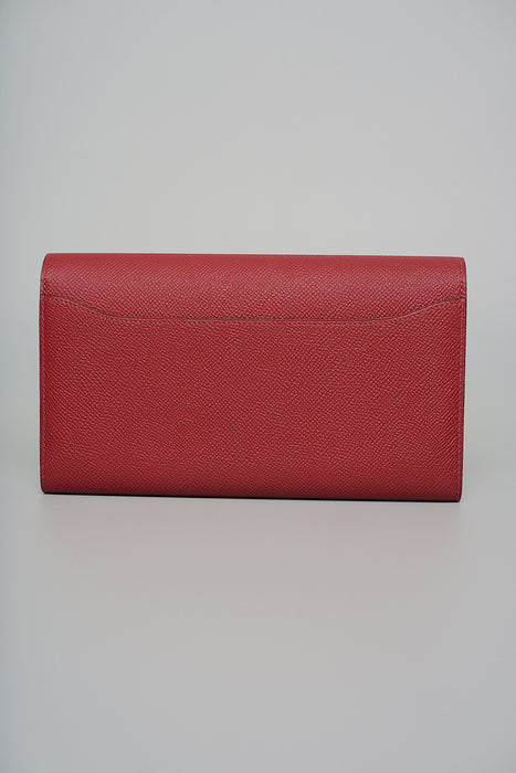 Hermes Constance Wallet in Rouge Grenate Enamel Buckle Ghw (Brand New)