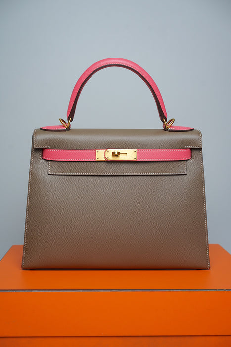 Hermes Kelly 28 HSS Sellier in Etoupe/Rose Azalea Bghw
