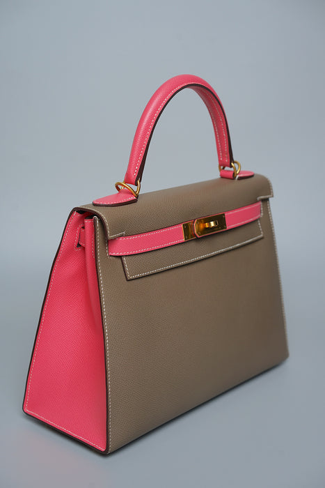 Hermes Kelly 28 HSS Sellier in Etoupe/Rose Azalea Bghw
