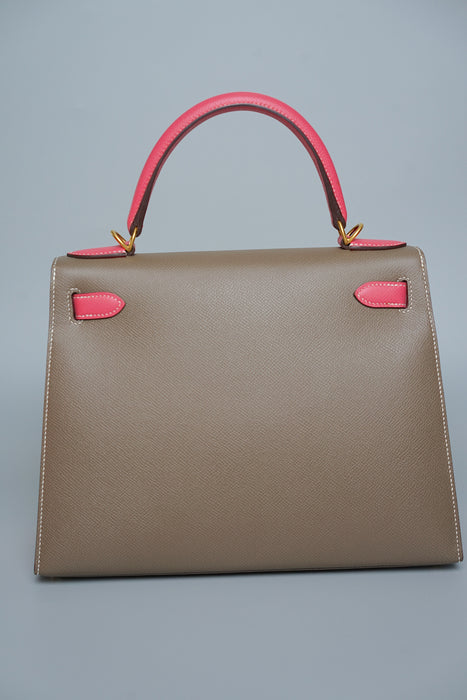 Hermes Kelly 28 HSS Sellier in Etoupe/Rose Azalea Bghw
