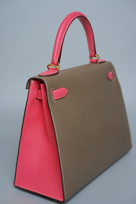 Hermes Kelly 28 HSS Sellier in Etoupe/Rose Azalea Bghw
