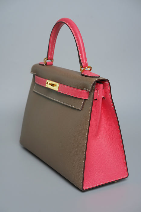 Hermes Kelly 28 HSS Sellier in Etoupe/Rose Azalea Bghw
