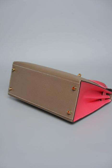 Hermes Kelly 28 HSS Sellier in Etoupe/Rose Azalea Bghw