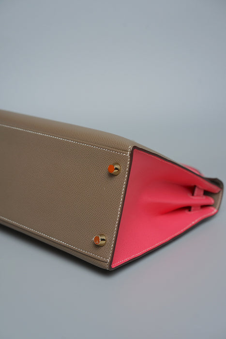 Hermes Kelly 28 HSS Sellier in Etoupe/Rose Azalea Bghw