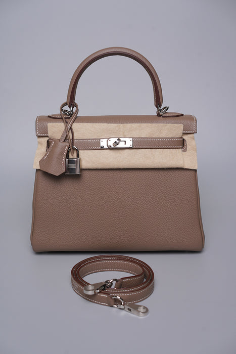 Hermes Kelly 25 in Etoupe Togo Phw (Brand New)