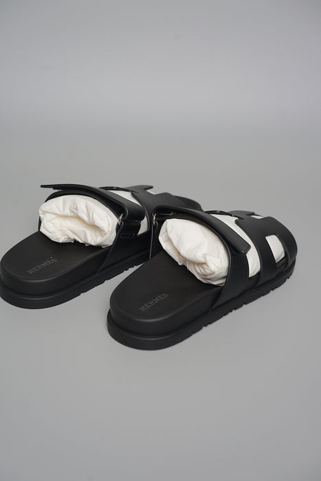 Hermes Chypre Sandals in Noir Size 40 (Brand New)