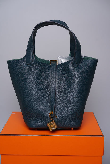 Hermes Picotin 18 in Vert Cypress Ghw