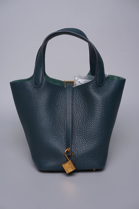 Hermes Picotin 18 in Vert Cypress Ghw