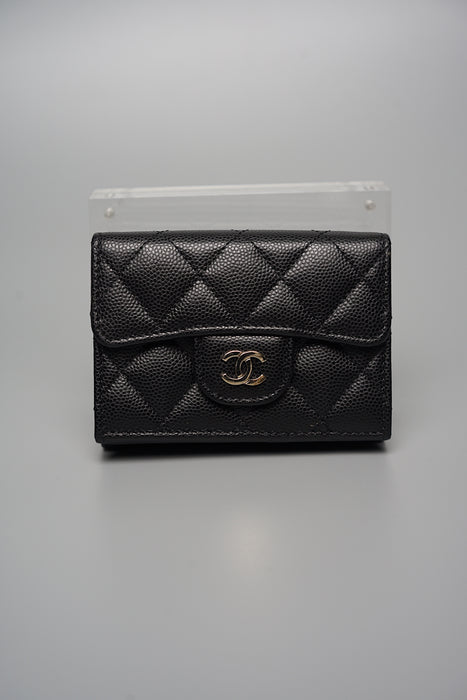 Chanel Tri-fold Compact Wallet in Black Caviar (Brand New)