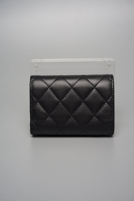 Chanel Tri-fold Compact Wallet in Black Caviar (Brand New)