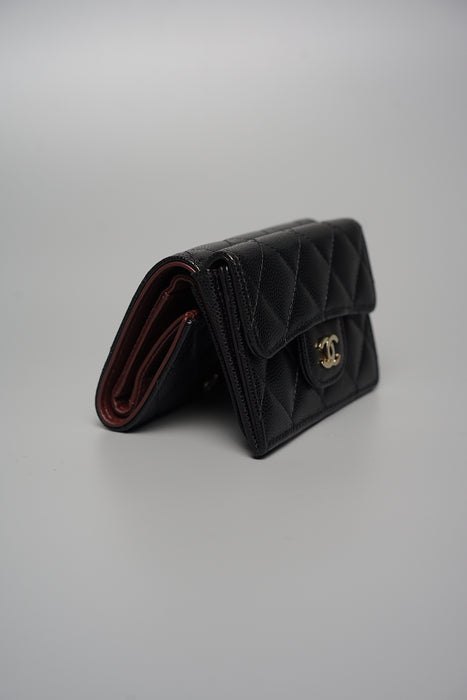 Chanel Tri-fold Compact Wallet in Black Caviar (Brand New)