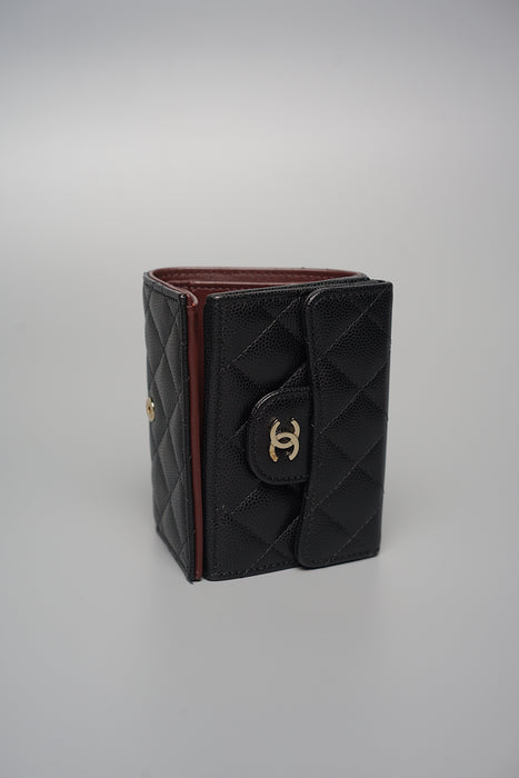 Chanel Tri-fold Compact Wallet in Black Caviar (Brand New)