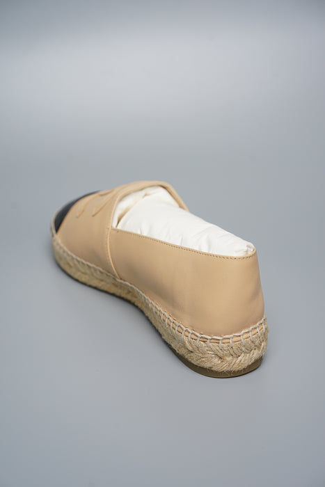 Chanel Beige Lambskin Espadrilles in Size 38 (Brand New)