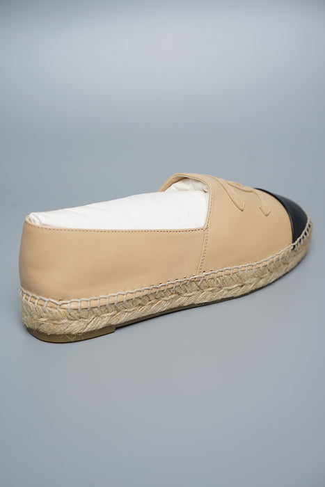 Chanel Beige Lambskin Espadrilles in Size 38 (Brand New)