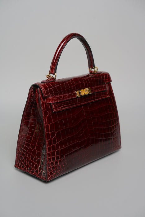 Hermes kelly 25 Sellier in bordeaux shiny alligator ghw (Brand New)