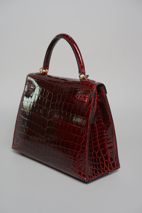Hermes kelly 25 Sellier in bordeaux shiny alligator ghw (Brand New)
