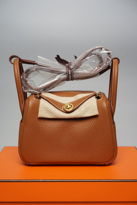 Hermes Mini Lindy in Gold Ghw (Brand New)