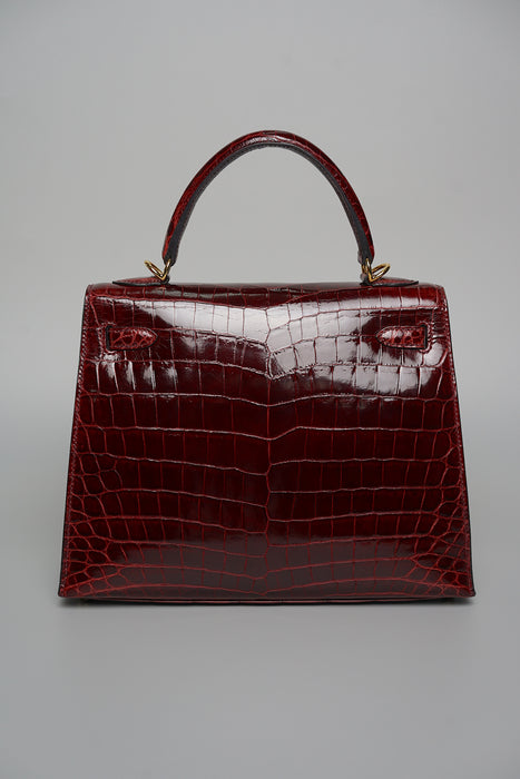 Hermes kelly 25 Sellier in bordeaux shiny alligator ghw (Brand New)