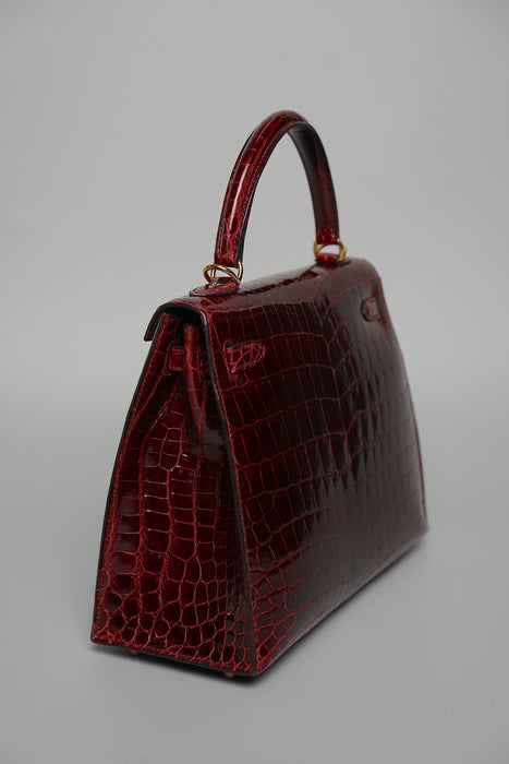 Hermes kelly 25 Sellier in bordeaux shiny alligator ghw (Brand New)