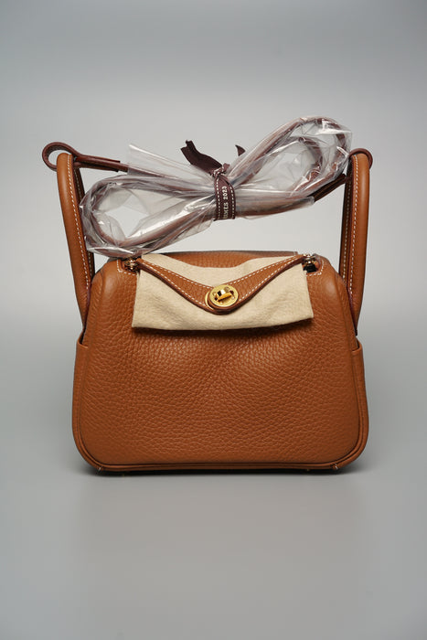 Hermes Mini Lindy in Gold Ghw (Brand New)