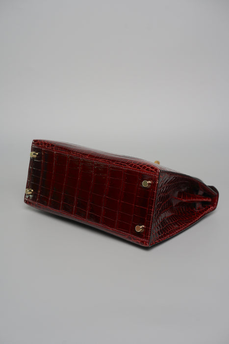 Hermes kelly 25 Sellier in bordeaux shiny alligator ghw (Brand New)