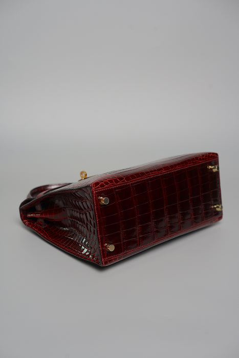 Hermes kelly 25 Sellier in bordeaux shiny alligator ghw (Brand New)