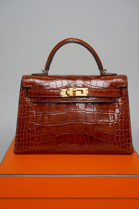 Hermes kelly 20 Miel Shiny Alligator ghw