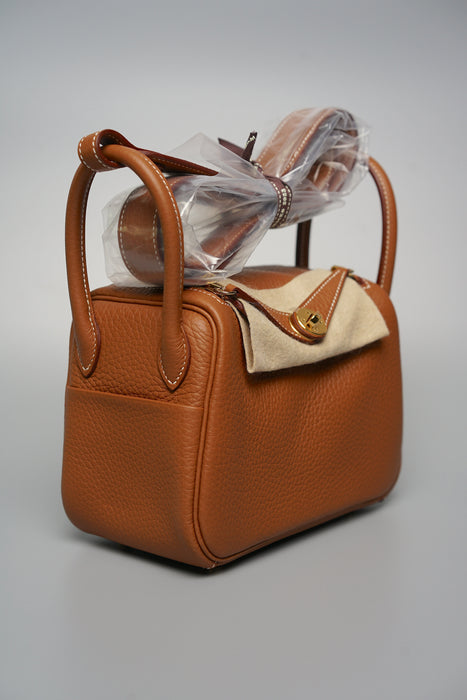 Hermes Mini Lindy in Gold Ghw (Brand New)