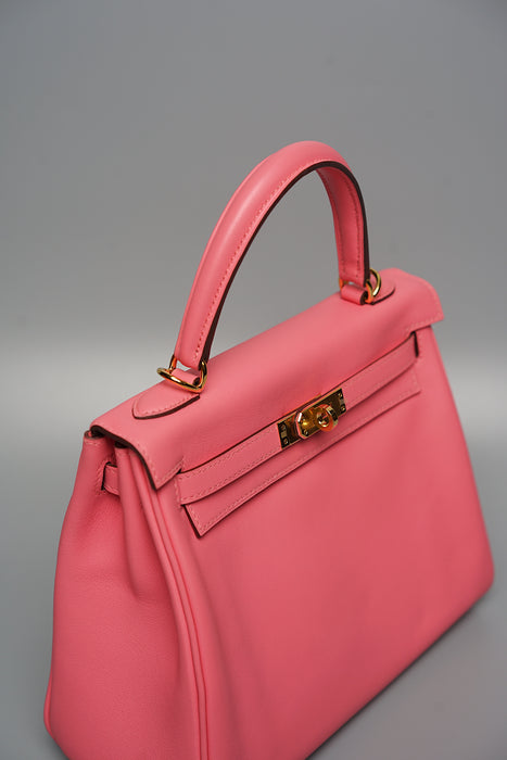 Hermes Kelly 25 Retourne in Rose Azalea Ghw