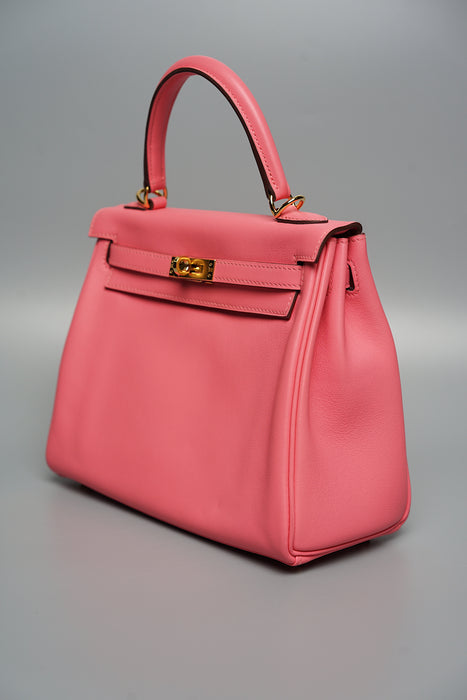 Hermes Kelly 25 Retourne in Rose Azalea Ghw