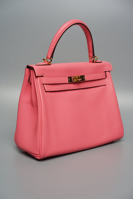 Hermes Kelly 25 Retourne in Rose Azalea Ghw