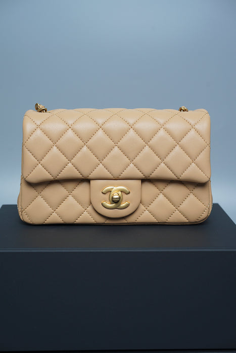 Chanel 23K Mini Flap in Beige Pearl Crush (Brand New)